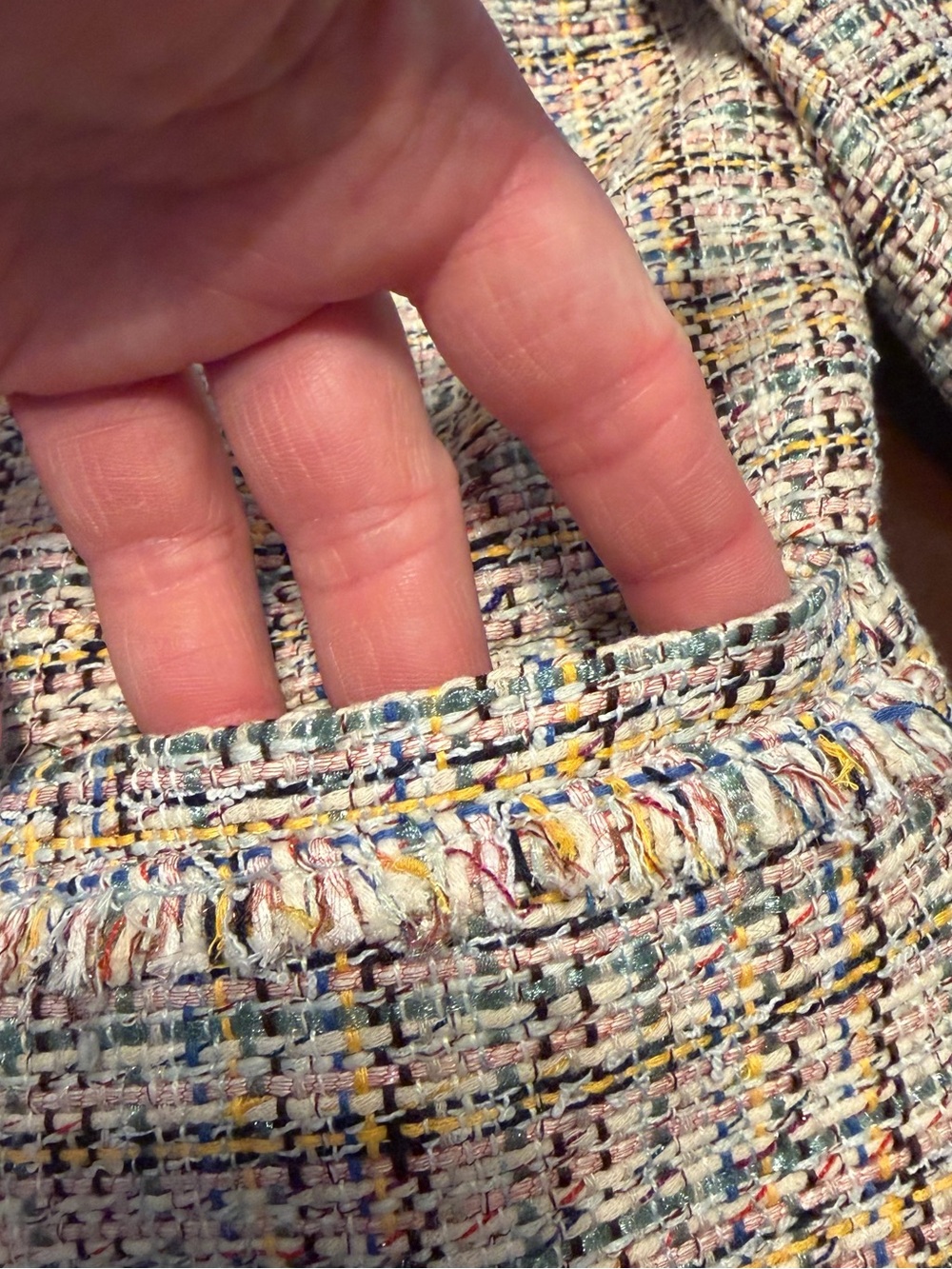 LOFT Pink Multi-Color Tweed Blazer with Fringe Trim - Picture 5 of 12